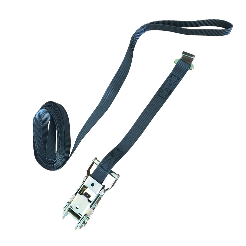 SB3404 - Tie Down Strap, X’L x 1”W, 700 lb. Load Limit, Ratchet with Flat Hook and Sewn Eye Cargo Tie Down Ends